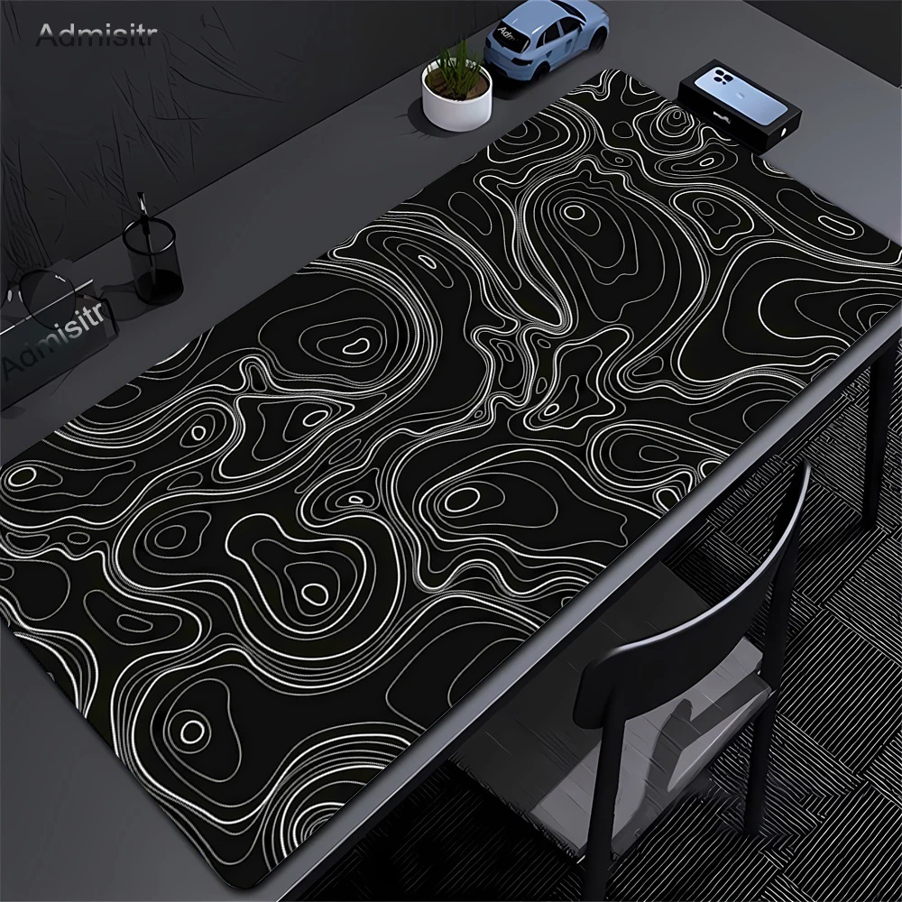 Black And White Abstract Mouse Pad Large Keyboard Mouse Desk Mat Non-slip Rubber Gaming Mousepad 90x40cm Laptop Mouse Carpet Xxl