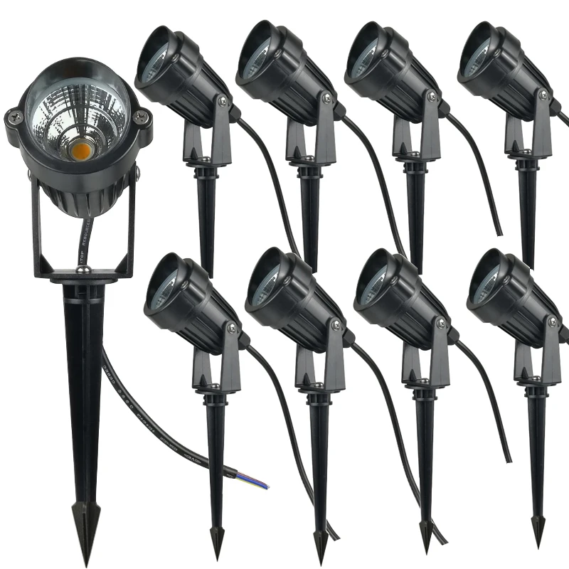 10PCS Garden Lights Outdoor LED Waterprof LED  Lawn Lamp 220V 110V DC12V 5W Landscape Spike Bulb Pathway Garden Yard Spotlight