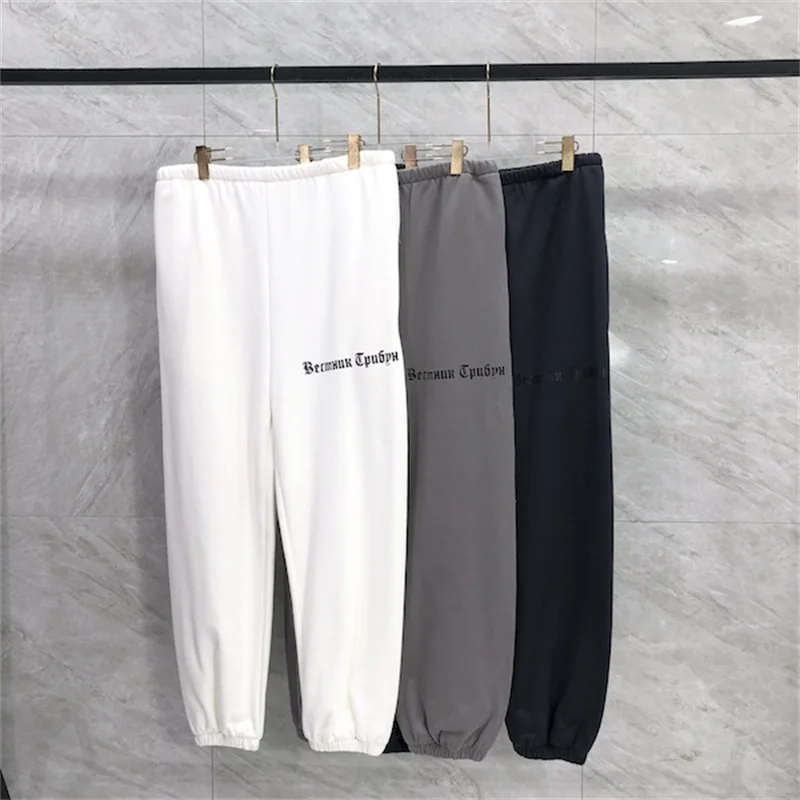 

High Quality Thin Velvet Yeezy Kanye Pants Loose Casual Straight Leg High-end Leg Binding Sweatpants Men's Women's Trourers