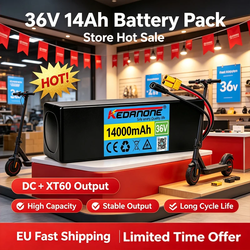 36V 14Ah 18650 10S3P Tragbarer Lithium-Ionen-Akku, Lithium-Ionen-Akku, Ersatzakku, mit BMS 42V2A Ladegerät