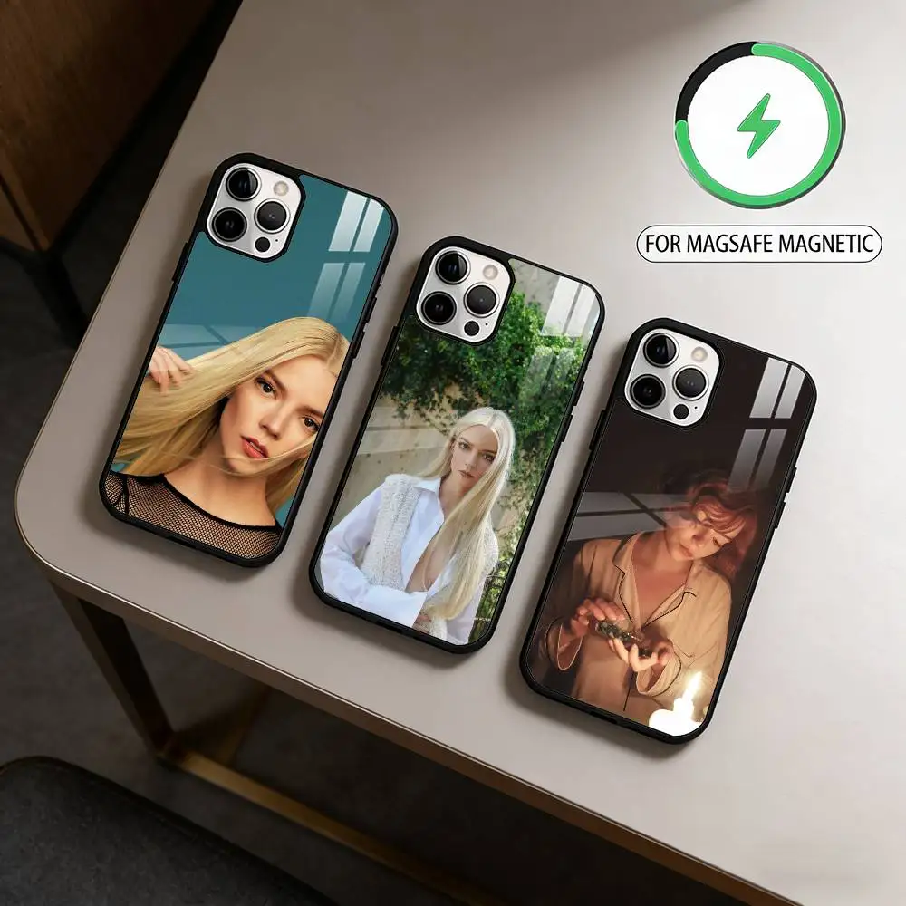 

Магнитный чехол A-Anya T-Taylor-Joy для беспроводной зарядки MagSafe для iPhone 17, 16, 15, 14, 13, 12, 11 Plus, Pro Max