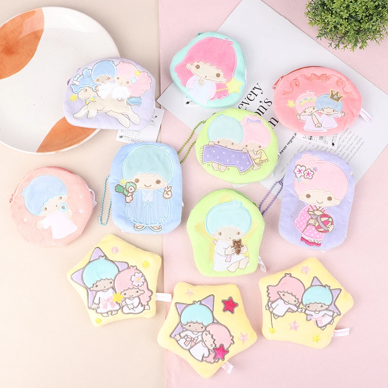 Sanrio Little Twin Star Kiki Lala Cute Cartoon Plush Doll Coin Purse Kawaii Kid Backpack Pendant Toy Wallet Fluffy Soft Keychain