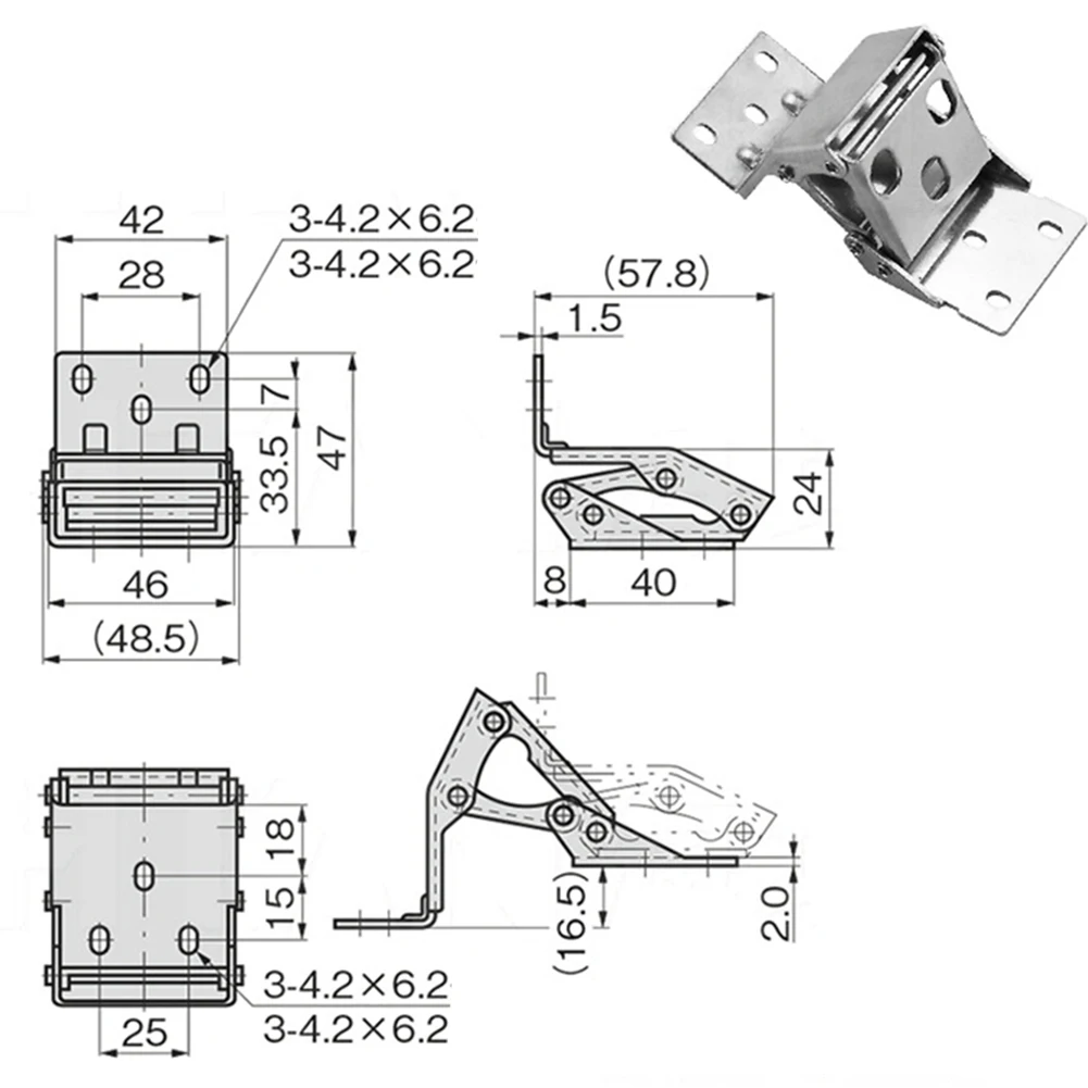 

1 Pair 304 Stainless Steel Curved Folding Hinges B-1404-A-3,B-1404-B-3 For Heavy Duty Cabinets Furniture Hardware Accessories