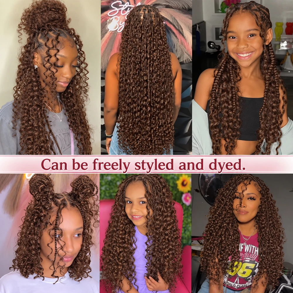 Miracle Knots #4 Brown Deep Wave Crochet Human Hair Pre Separated Feather Extensions Knotless Invisible Virgin Remy Soft Natural Wavy Texture Lightweight Boho Braiding Hair DIY Protective Style - view 8