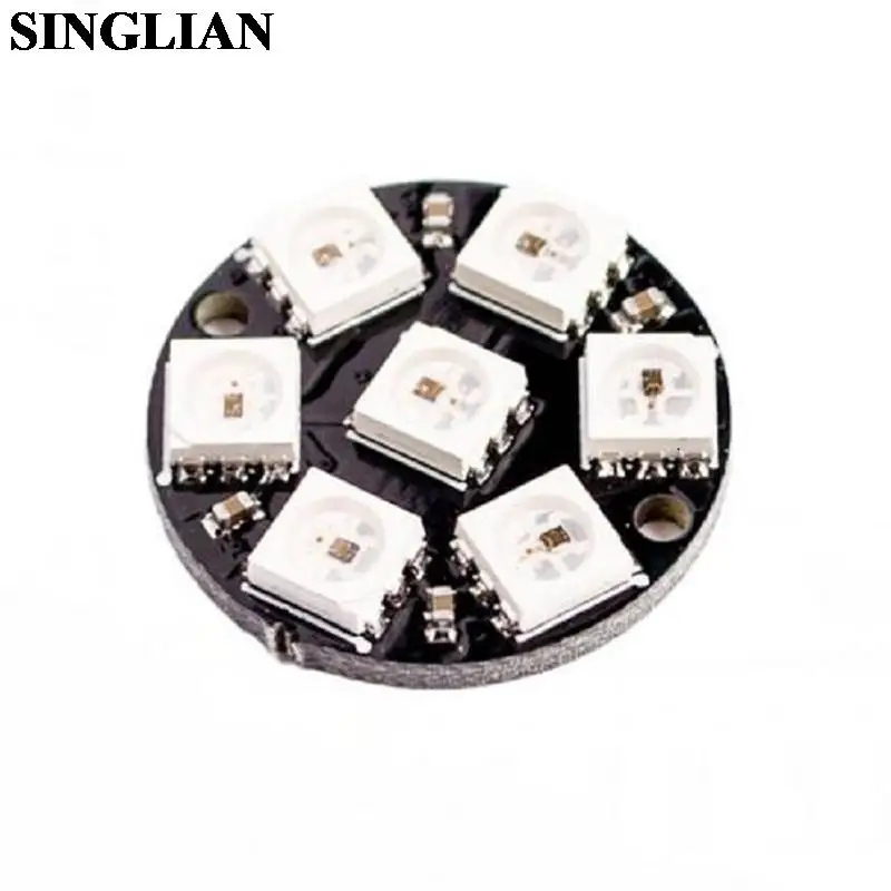 7-Bit WS2812 5050 RGB LED Light Built-in Full Colored Drive Intelligent Development Board Round Ring Module 7 LED Lamp Bead