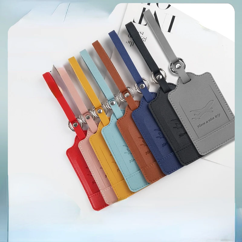 Quality Leather Travel Luggage Tag Boarding Pass Suitcase Tag Solid Color PU Luggage Tag Travel Accessories Travel Label