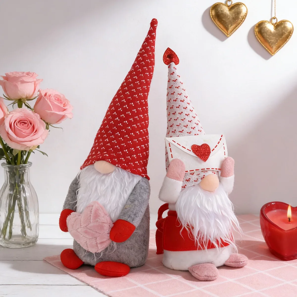 الأحمر الحب القلب مجهولي الهوية قزم رودولف 2026 سعيد عيد الحب الأزواج هدية دمية يهتف 14th فبراير مول نافذة العرض