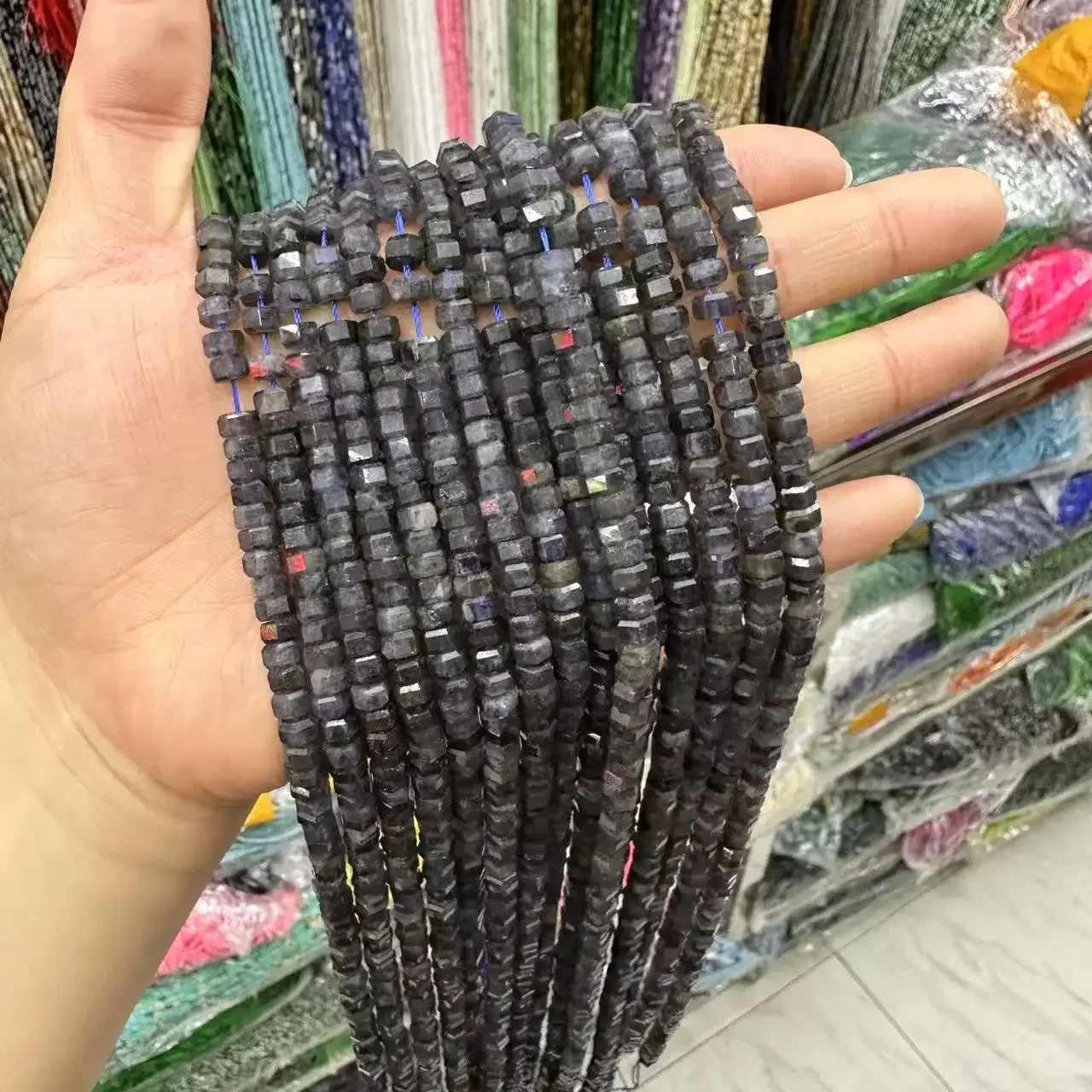 3*6 مللي متر الياوليت الطبيعي الأوجه مربع فضفاض الخرز-38 سنتيمتر بالجملة للنساء سوار ذاتي الصنع قلادة مجوهرات اكسسوارات #4