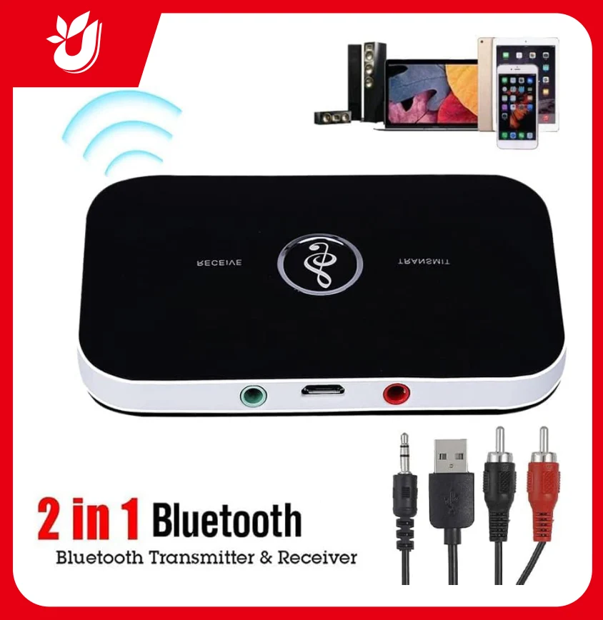 Bluetooth 5.0 Transmitter Receiver 2-in-1 Wireless Audio Adapter for TV PC Car Home Stereo System Headphones Low Latency HD Soun