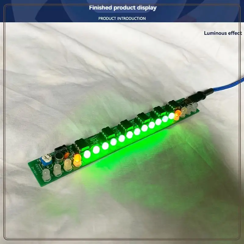 Lampu Kontrol Suara USB Dapat Diandalkan Indikator Tingkat Volume LED Papan Sirkuit Audio Musik Kit DIY Indikator Tingkat Volume LED B,USB Vo