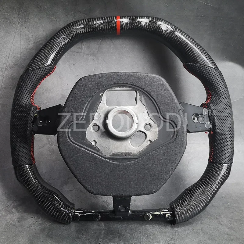 For Lamborghini Huracan All Models Steering Wheel Real Forged Carbon Fiber 2014-2024 Red Racing Stitch