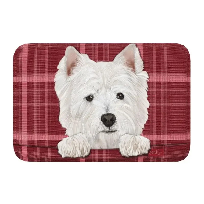 West Highland White Terrier Dog Front Door Mat Anti-Slip Indoor Quick Dry Westie Doormat Kitchen Balcony Entrance Rug Carpet