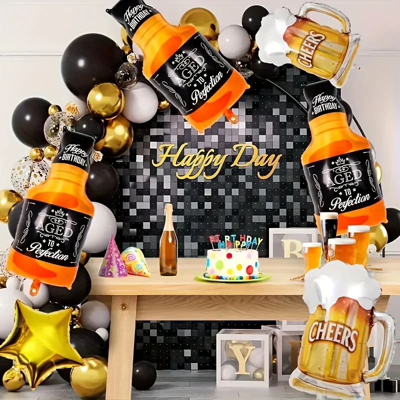 Juego de globos de aluminio en forma de taza de cerveza, botella de whisky, decoraciones para fiesta de cumpleaños, accesorios de fotografía Oktoberfest, suministros festivos, 8 Uds.