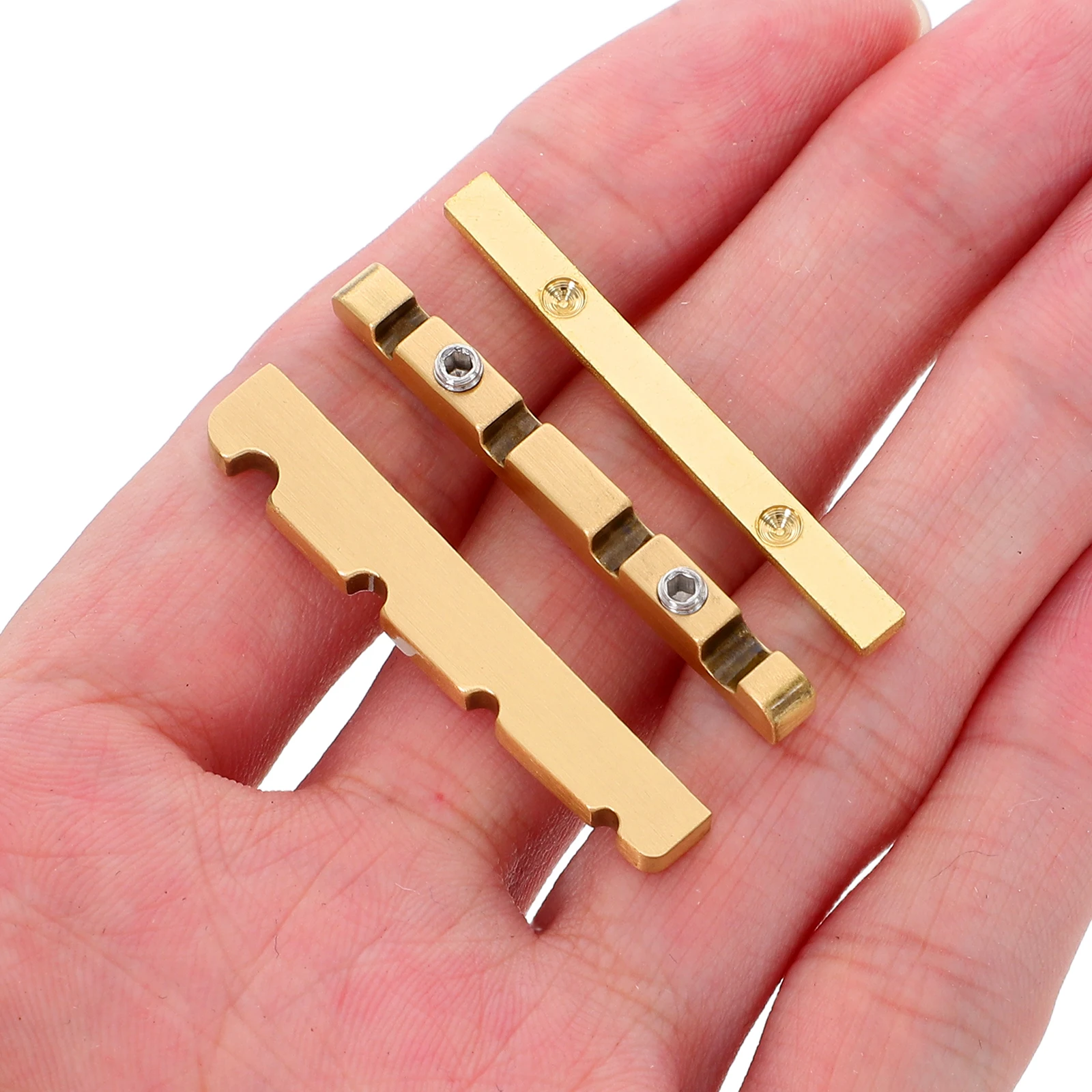 1 Set 38Mm Adjustable Brass Guitar Nut Bass Bridge Saddles String System For 4 String Electric Bass Professional Use
