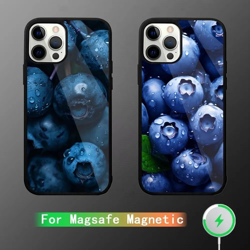 Blueberries Fruit Phone Case For iPhone 15,14,13,12,11,Plus,Pro,Max Mini Magsafe Magnetic Wireless Charging