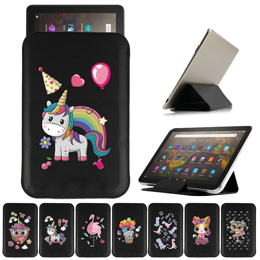 Tablet Case for Fire 7/HD 8/HD 10 /HD 8 Plus 2020/HD 10 Plus 2021 Sleeve PU Leather Magnetic Stand Cover EVA Pattern Pouch