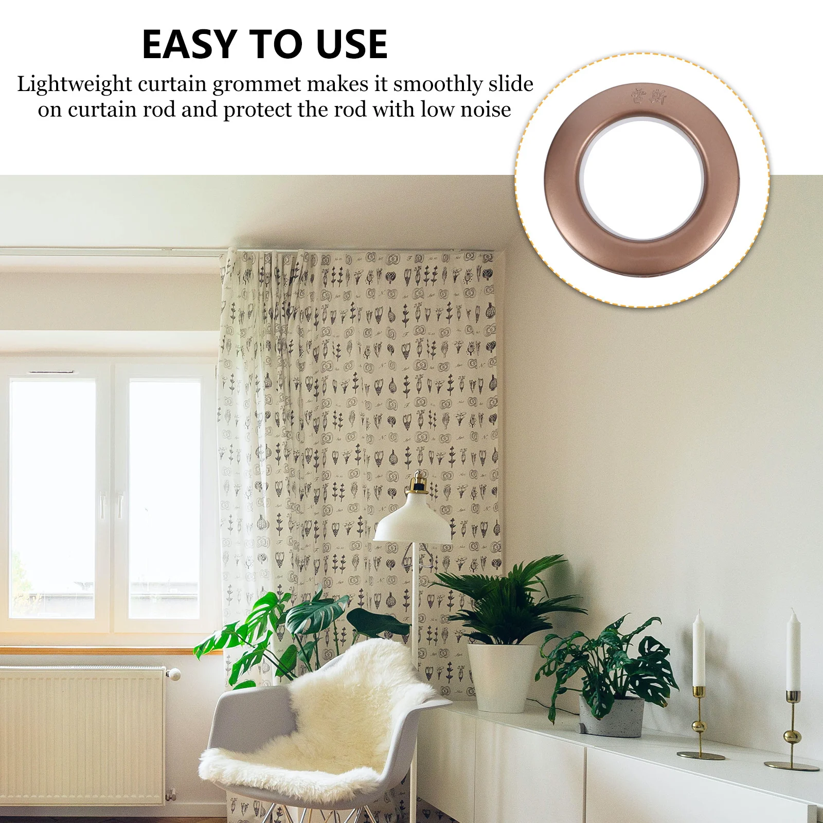 

75pcs Curtain Grommets Lightweight Snap Together No Tools Required For Sheer Drapery Fabrics Reusable Sliding Ring Inner