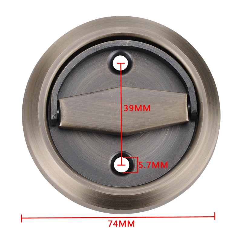 Stainless Steel Round Recessed Door Lock – Hidden Cup Handle, Keyless Privacy Pull Latch For Pocket Doors (Black)