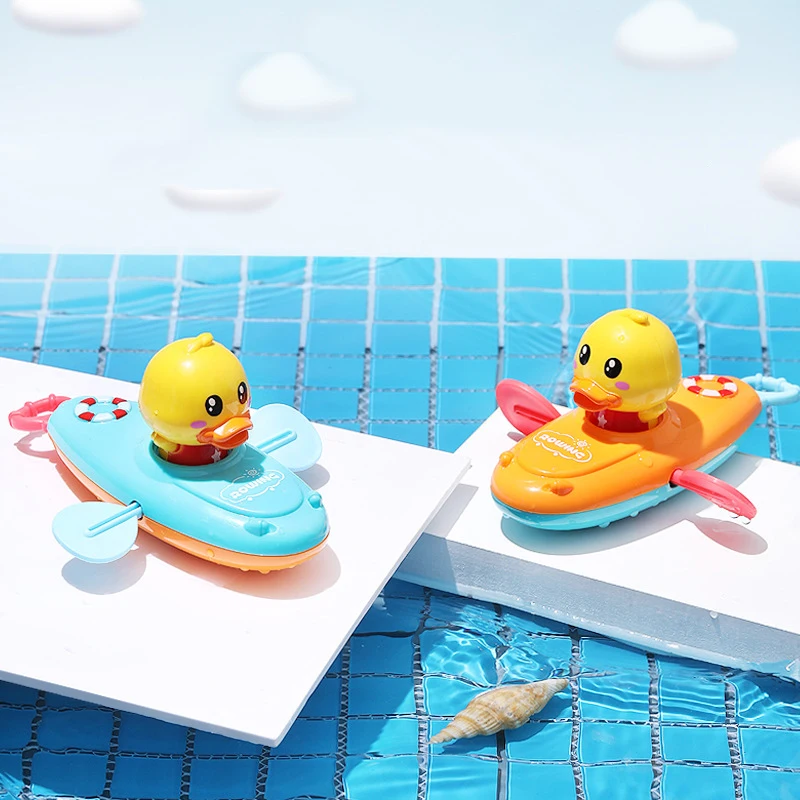 Jouets d'eau de bain pour enfants, bateau à rames, natation flottante, canard de dessin animé, éducation précoce des bébés, cadeaux de plage