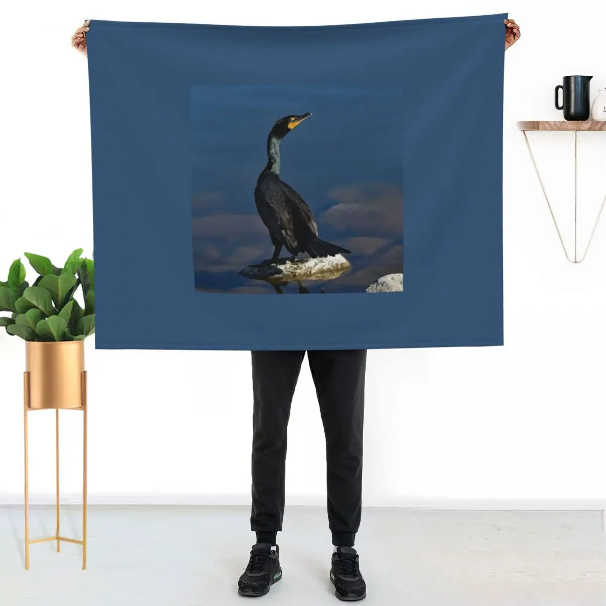 Crested Cormorant Throw Blanket Plaid on the sofa Baby Decorative Beds bed plaid Luxury Thicken Heavy Blankets