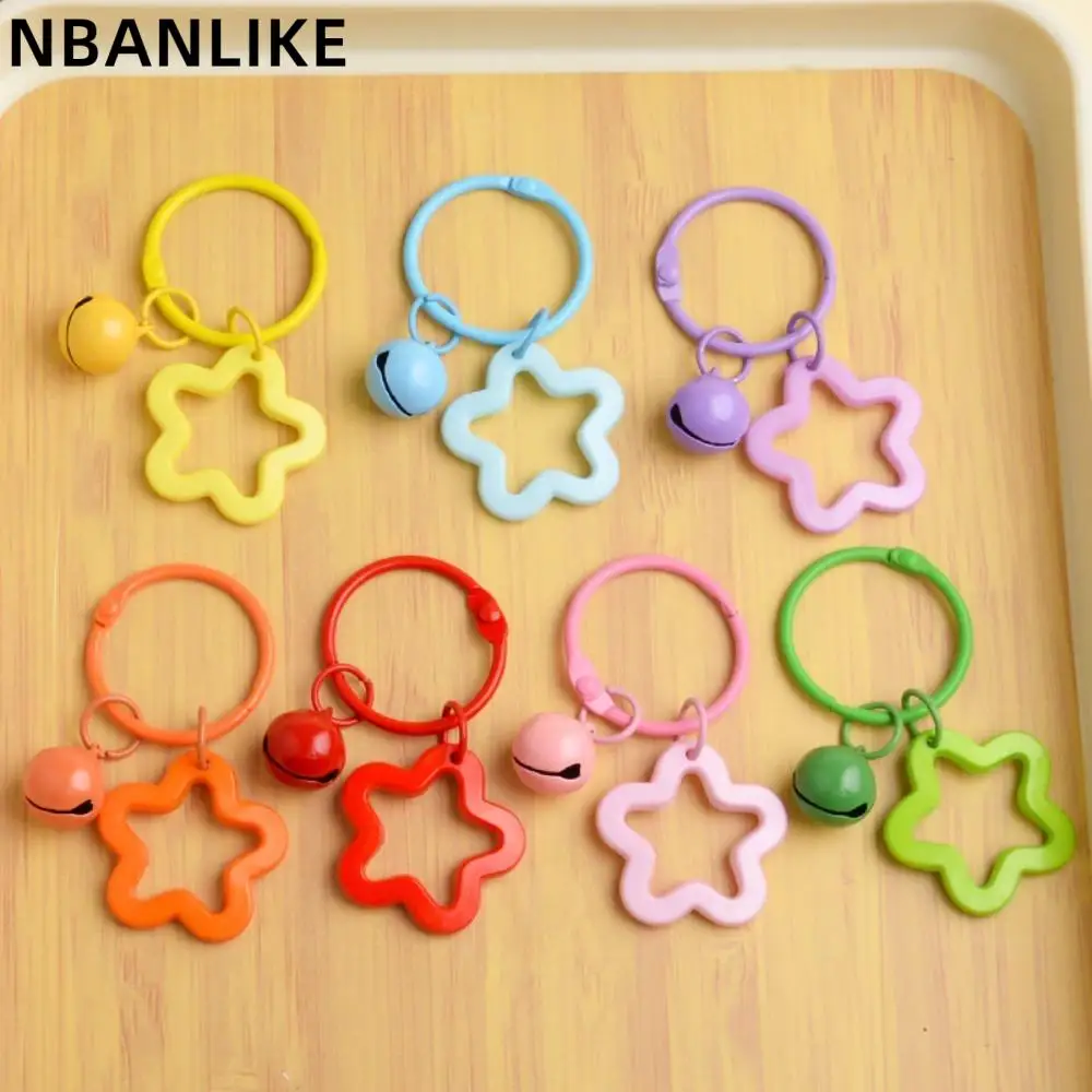 Cute Five-pointed Star Bell Pendant Colorful Resin Keychain Hollow Star Keychain Bag Pendant