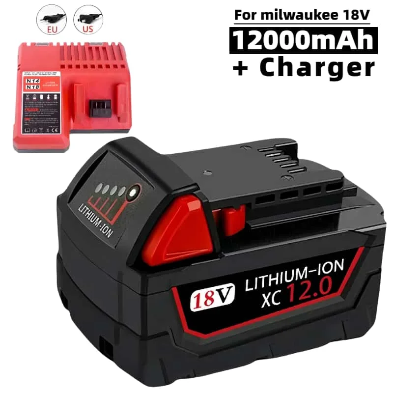 18650 аккумуляторы for Milwaukee M18 48-11-1815 48-11-1850 2646-20 2642-21ct power tools rechargeable 12Ah,9Ah,6Ah 18V batteries