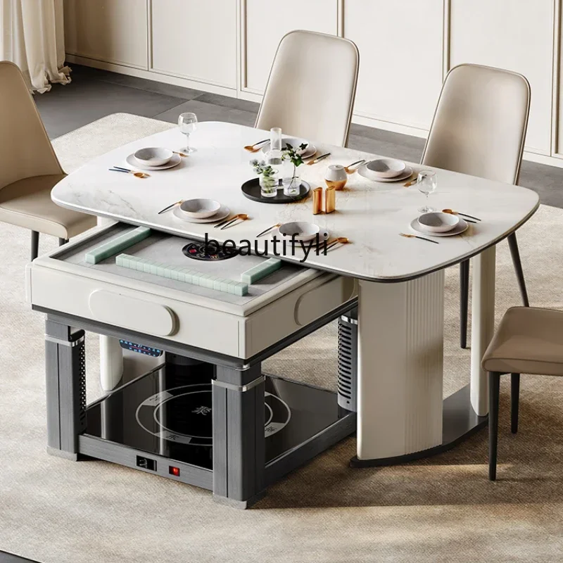 Multifunctional heating island table solid wood table mahjong table automatic household bass mahjong machine