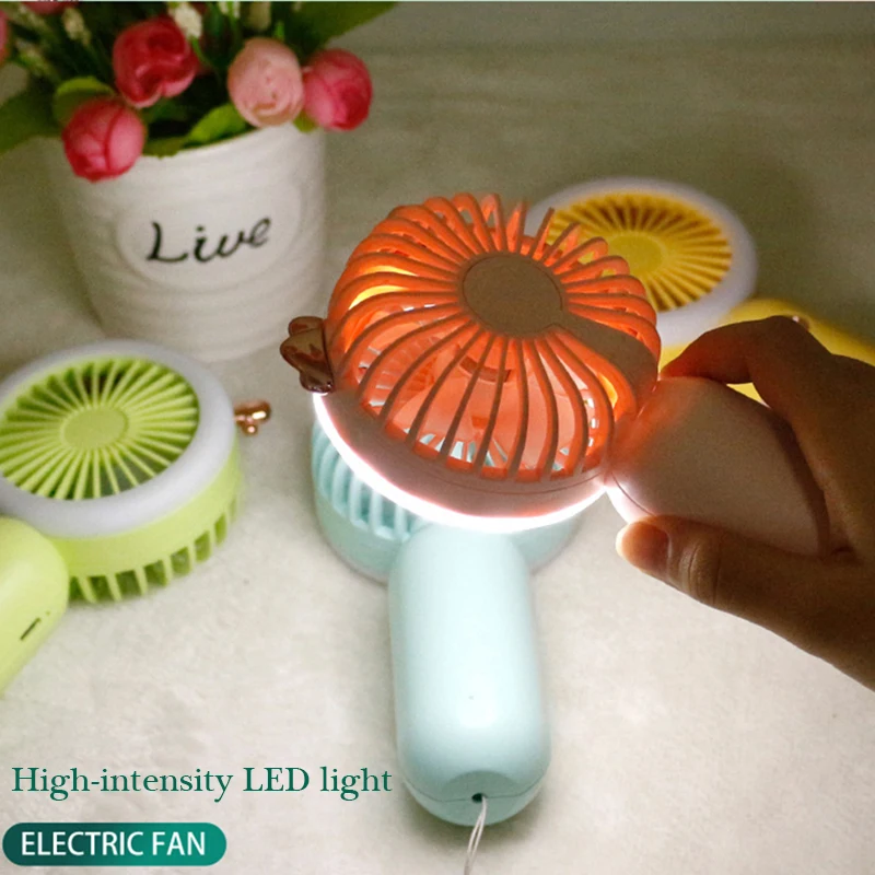 Mini Tragbare Fan lampe USB Aufladbare Nachtlicht Kühlung Handheld Drei Geschwindigkeit Einstellen ventilador Desktop Fan Dekorative Licht