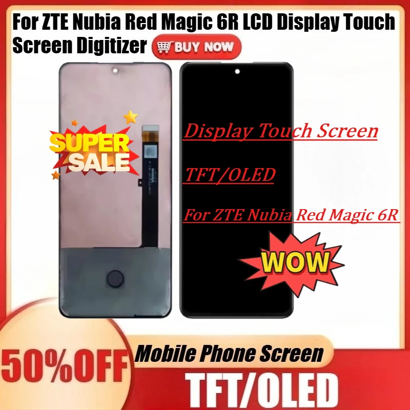 

Дисплей LCD с сенсором отпечатков пальцев NEW TFT/OLED для RedMagic 6R NX666J / ZTE Nubia Red Magic 6R, сенсорный экран, дигитайзер