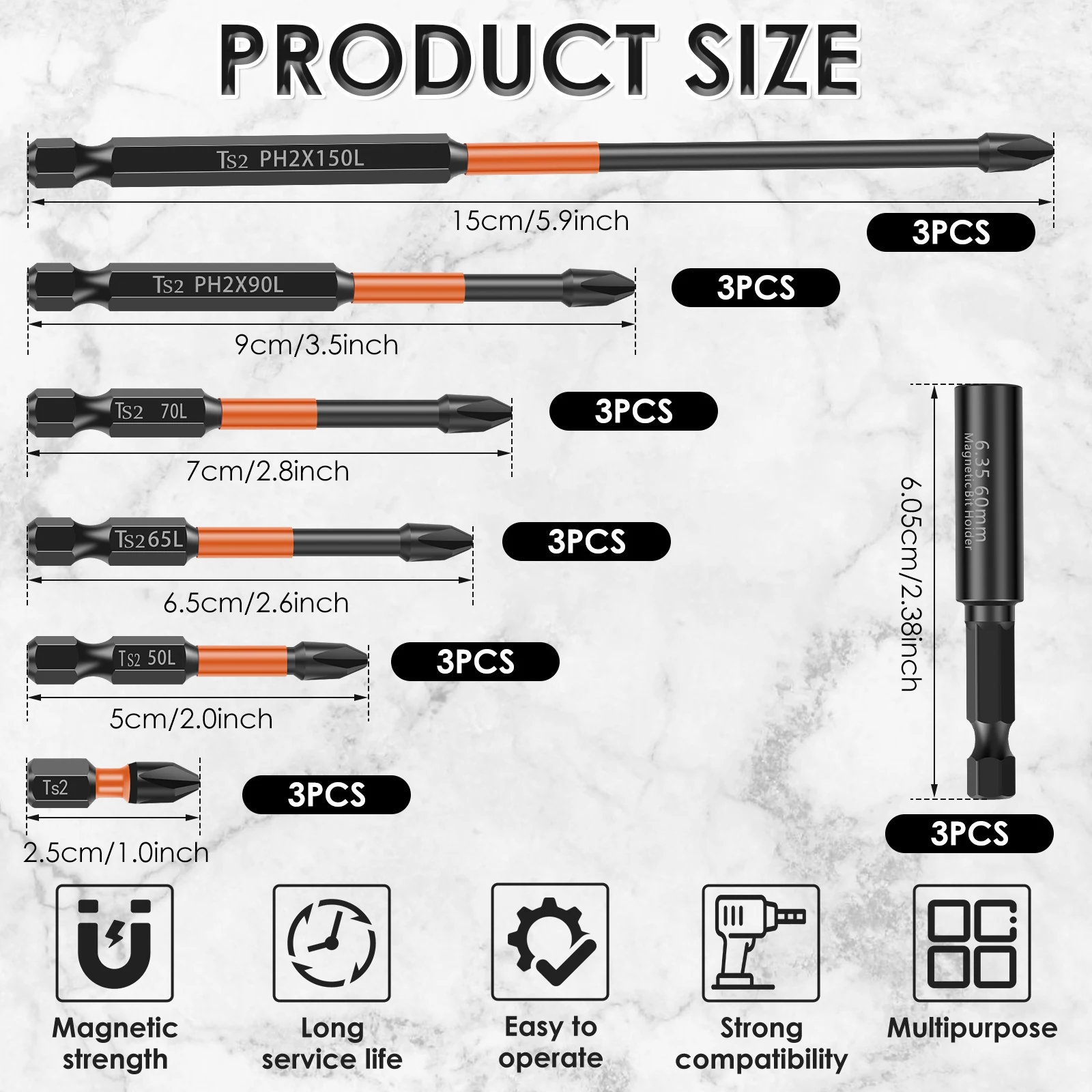 21Pcs High Hardness and Strong Magnetic Bit Set with Socket S2 Steel Anti-Slip and Shockproof Bit Impact Screwdriver Bit High