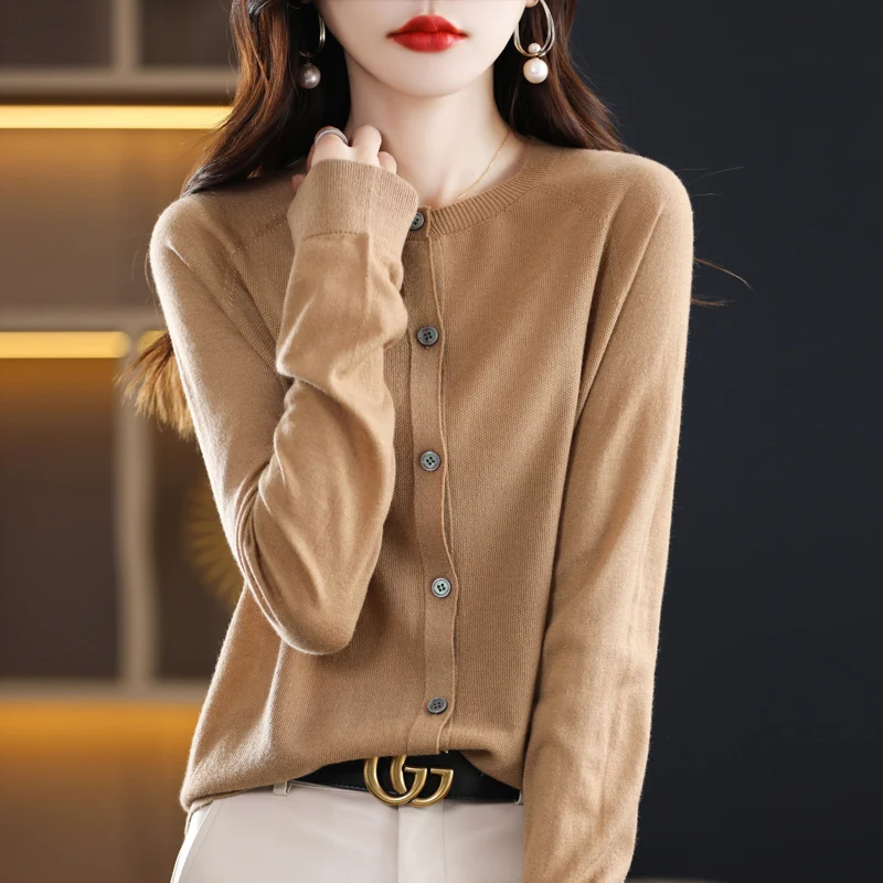 New Fashion Autumn Cashmere Cardigan Women O-neck Cardigan Cashmere Sweater 2023 Women