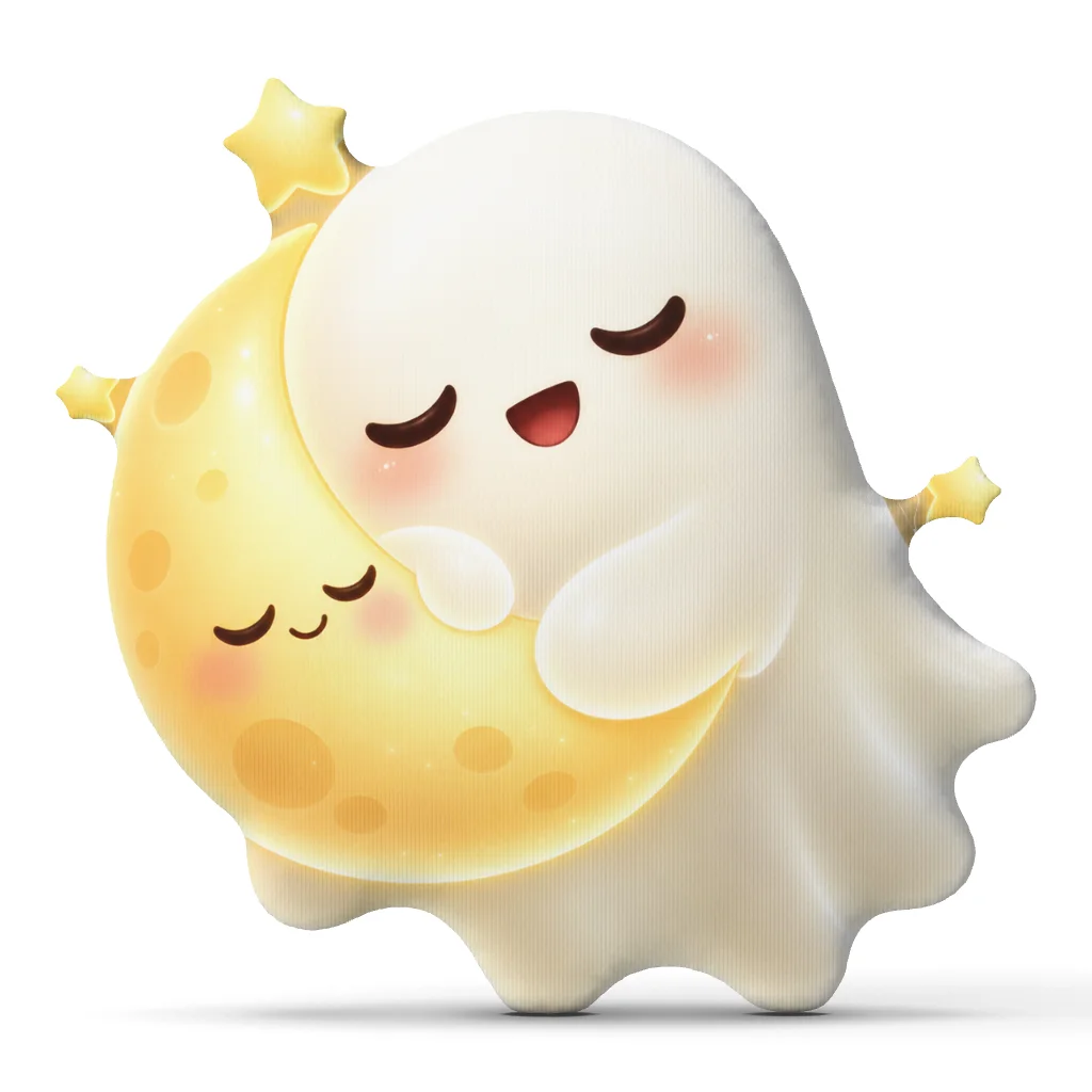 Cute Ghost Moon Shaped Throw Pillow Stuffed Cushion for Halloween Bedroom Decor Sleeping Ghost Starry Sofa Home Gift
