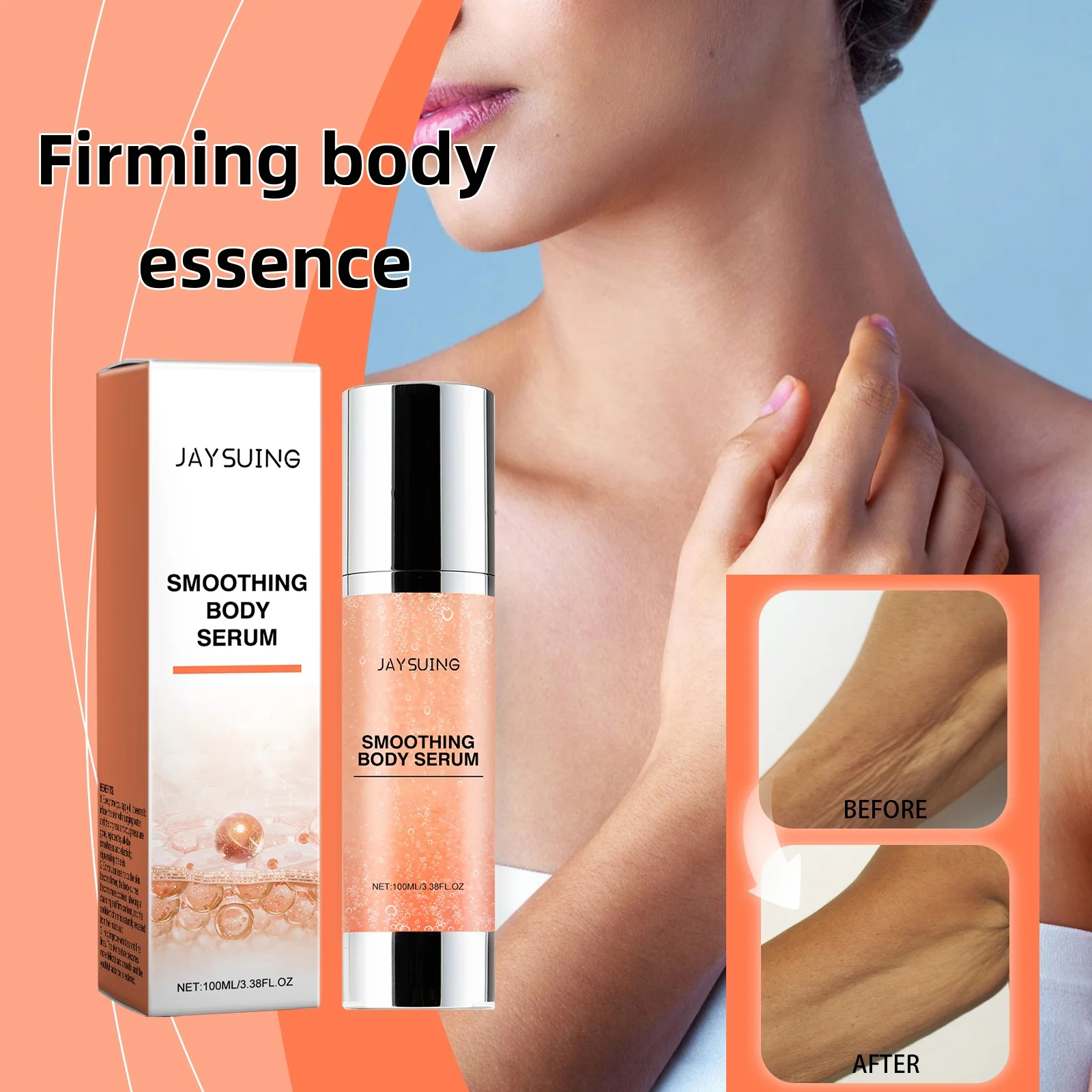 Jaysuing 100ml Firming body essence contains hyaluronic acid to reduce pigmentation, brighten skin tone and moisturize essence