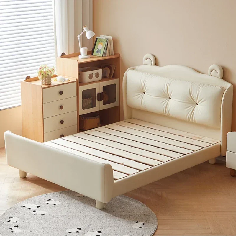 Lazy Soft Girls Children Bed Lights Modern Design White Loft Children Beds Frame Organizer Letto Matrimoniale Unique Furniture