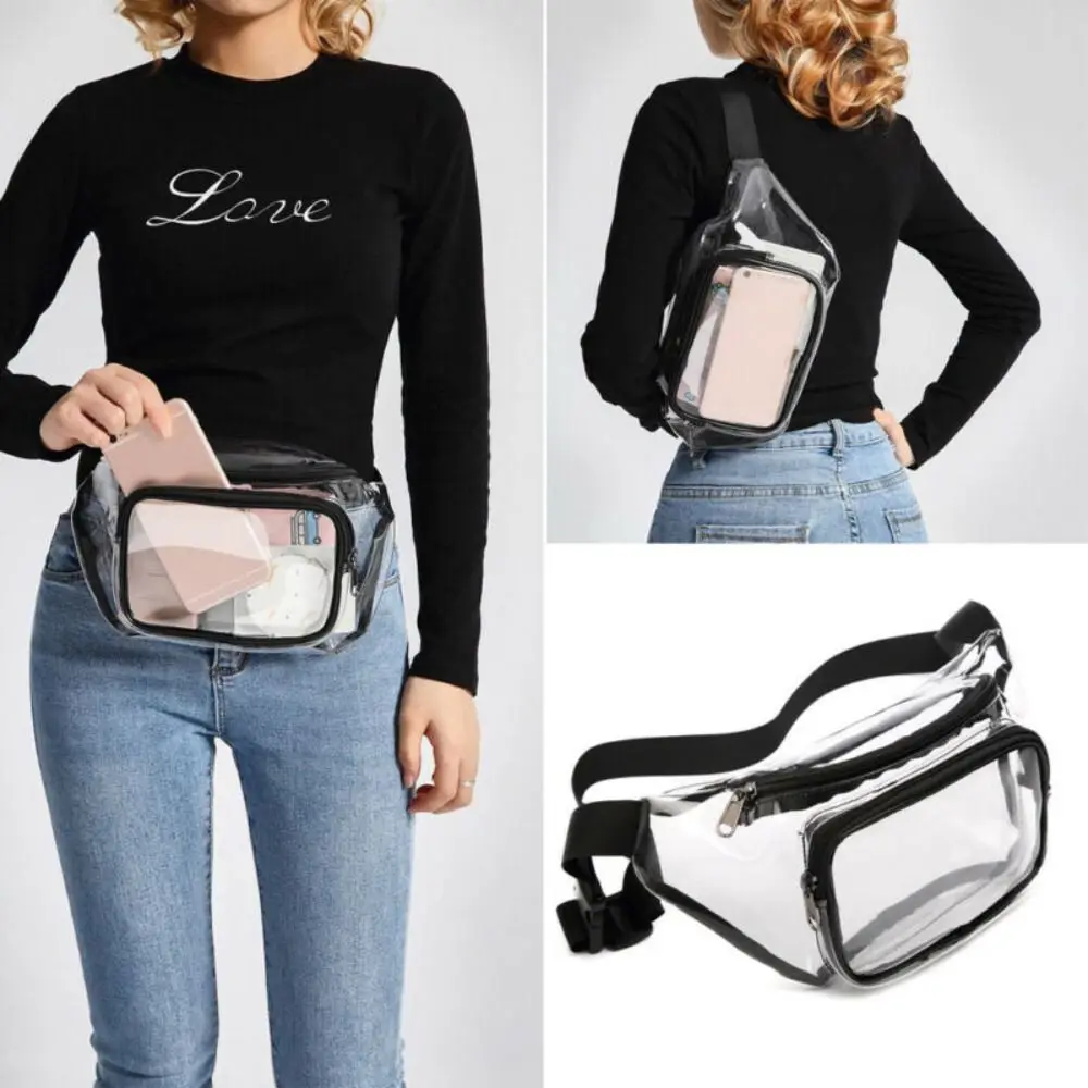 Unisex Tote Bag Backpack Clear Waist Bag Sport Bag Belt Bag Clear Purse