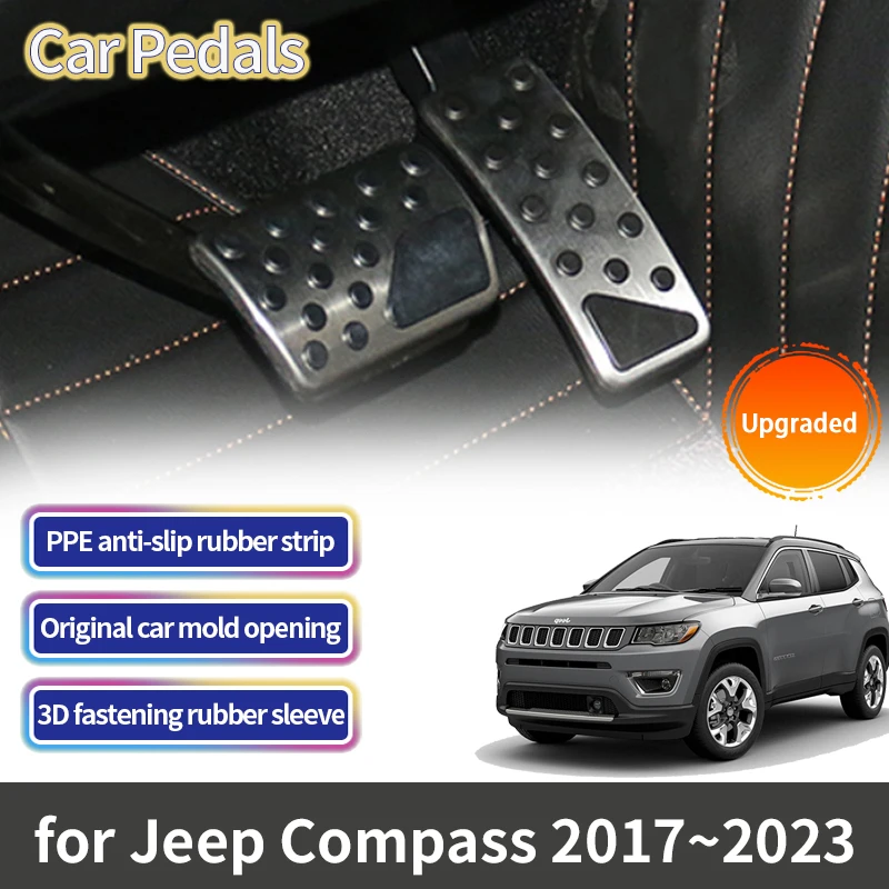 

AT MT Car Pedals for Jeep Compass MP 2017 2018 2019 2020 2021 2022 2023 Gas Brake Stainless Steel Non-slip Rest Foot Pedal Cover