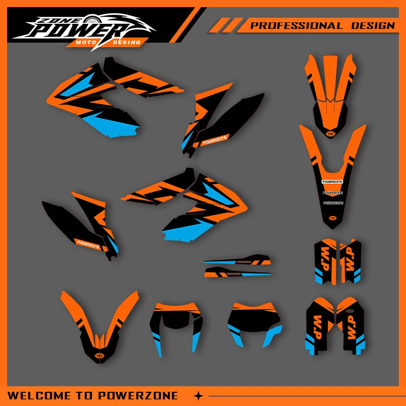 

POWERZONE Motocross Team Graphics Background Sticker Decal Kits For KTM 2012-2017 2018-2020 Freeride Customized Number 01