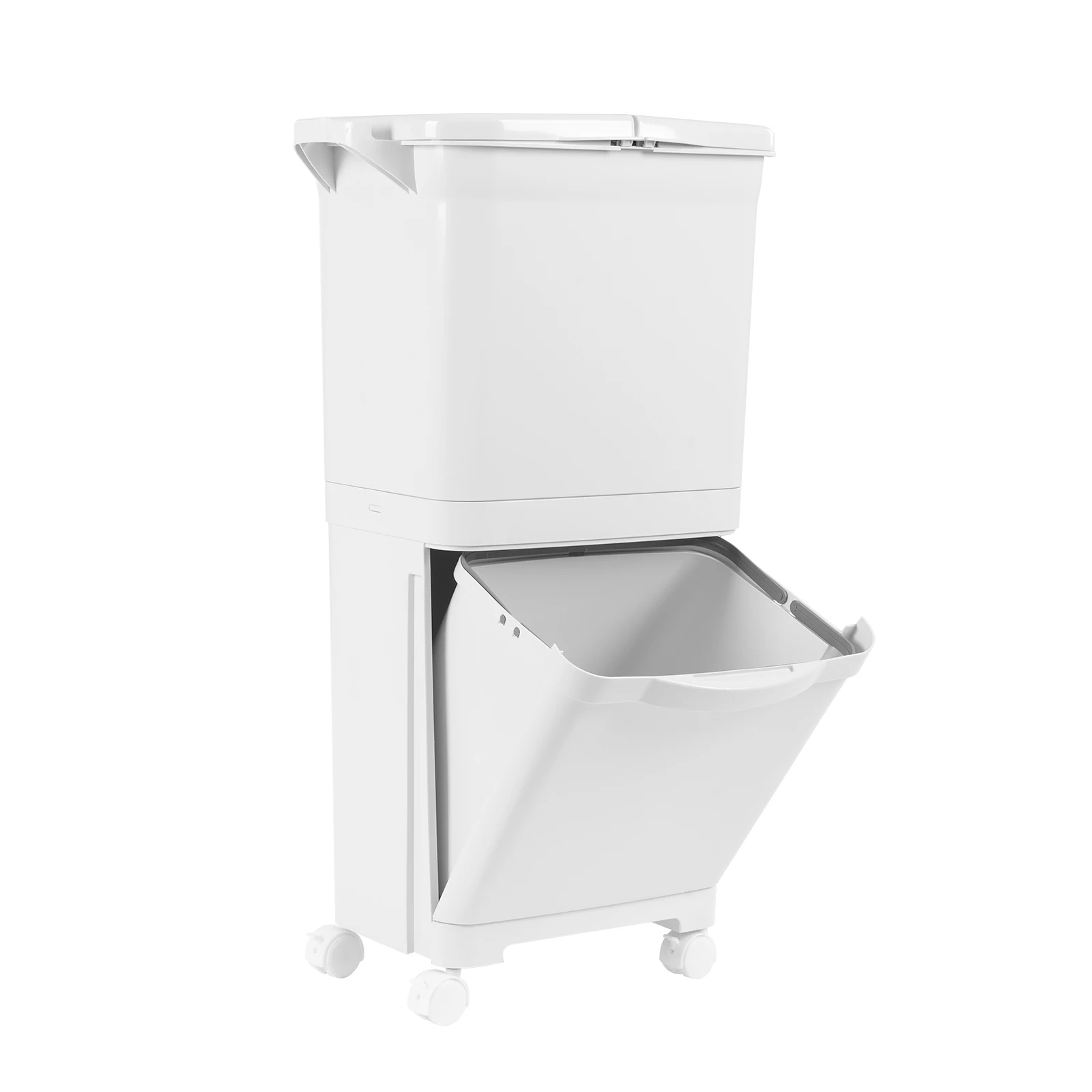 Weißer 45-Liter-Mülleimer aus PP, klassifiziert, Küchen-Mülleimer, Sortier-Mülleimer, vertikaler Mülleimer für Küchen, Schlafzimmer, Badezimmer – Detail 1
