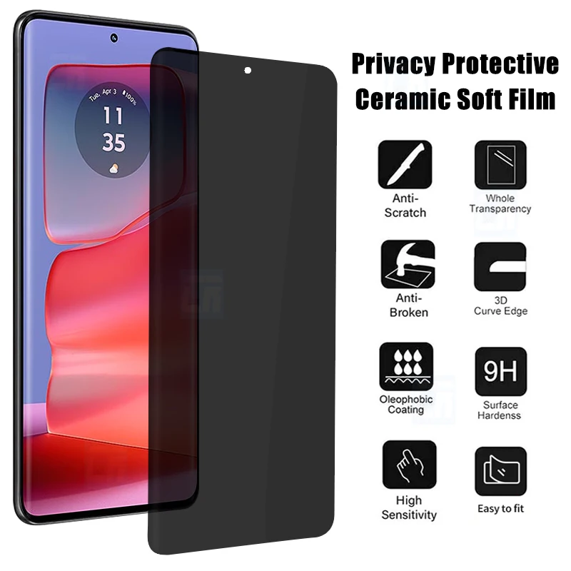 

3D Anti-Spy Ceramic Soft Film For Motorola Edge 50 40 Pro Plus Curved Privacy Screen Protector For Moto X40 X30 S30 Pro No Glass