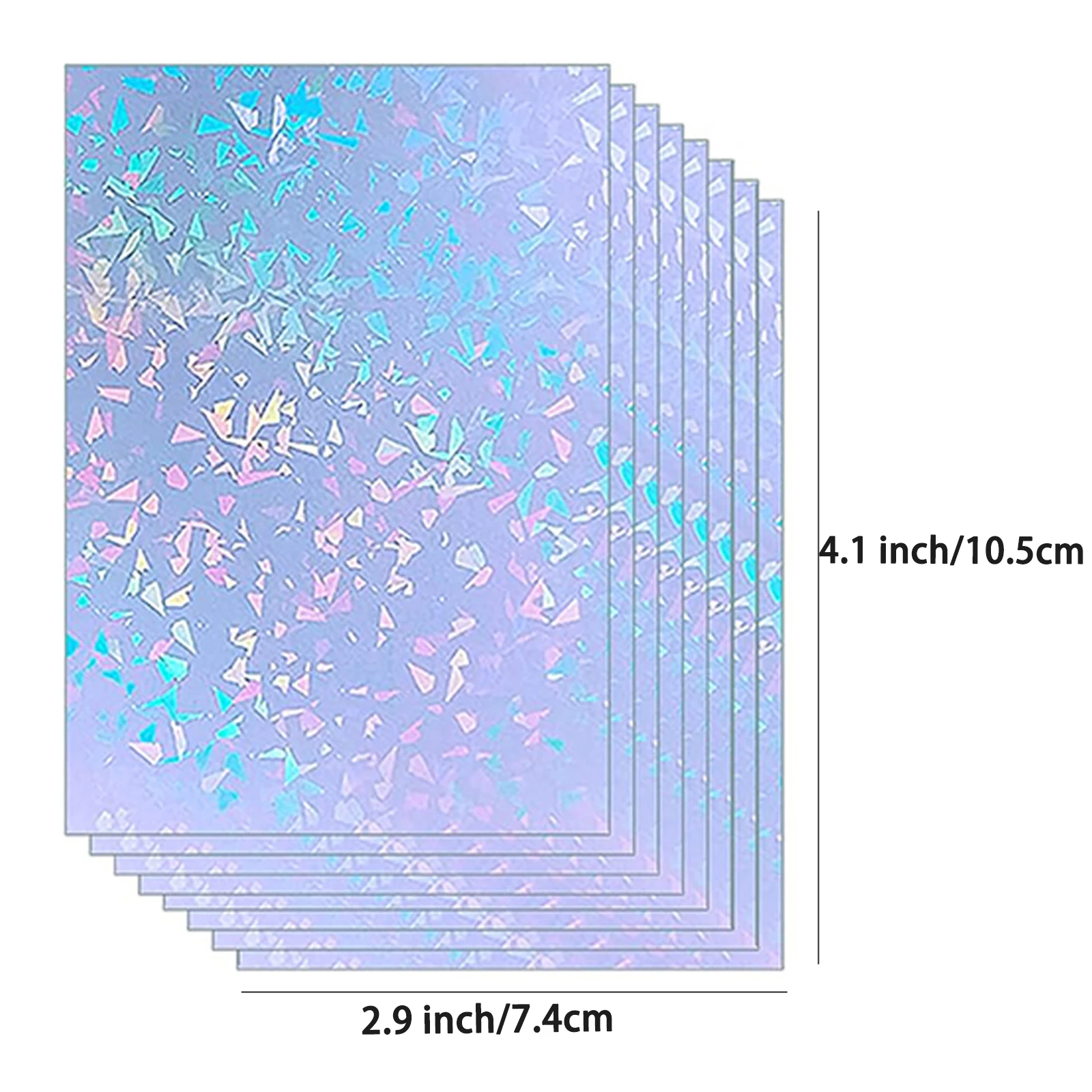 50枚 ダイヤモンドサイズ: 2.9 X 4.1インチ ホログラフィックステッカー紙 グリッタークリアホログラフィックオーバーレイ コールドラミネートフィルム