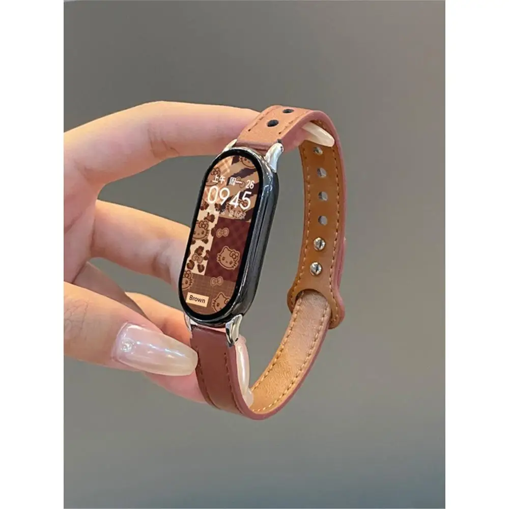Leder-Ersatzarmband Kompatibel mit Xiaomi Mi Band 10 9 8 NFC für Smartwatch Armband Zubehör für MiBand Pro