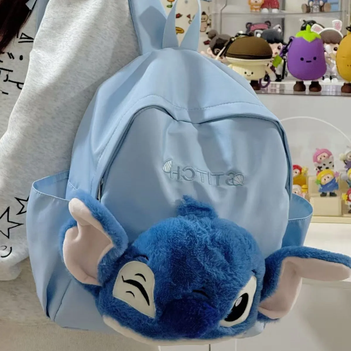 かわいいスティッチ漫画ぬいぐるみバックパックかわいい怠惰なスティッチバッグ大容量旅行大学生バッグ