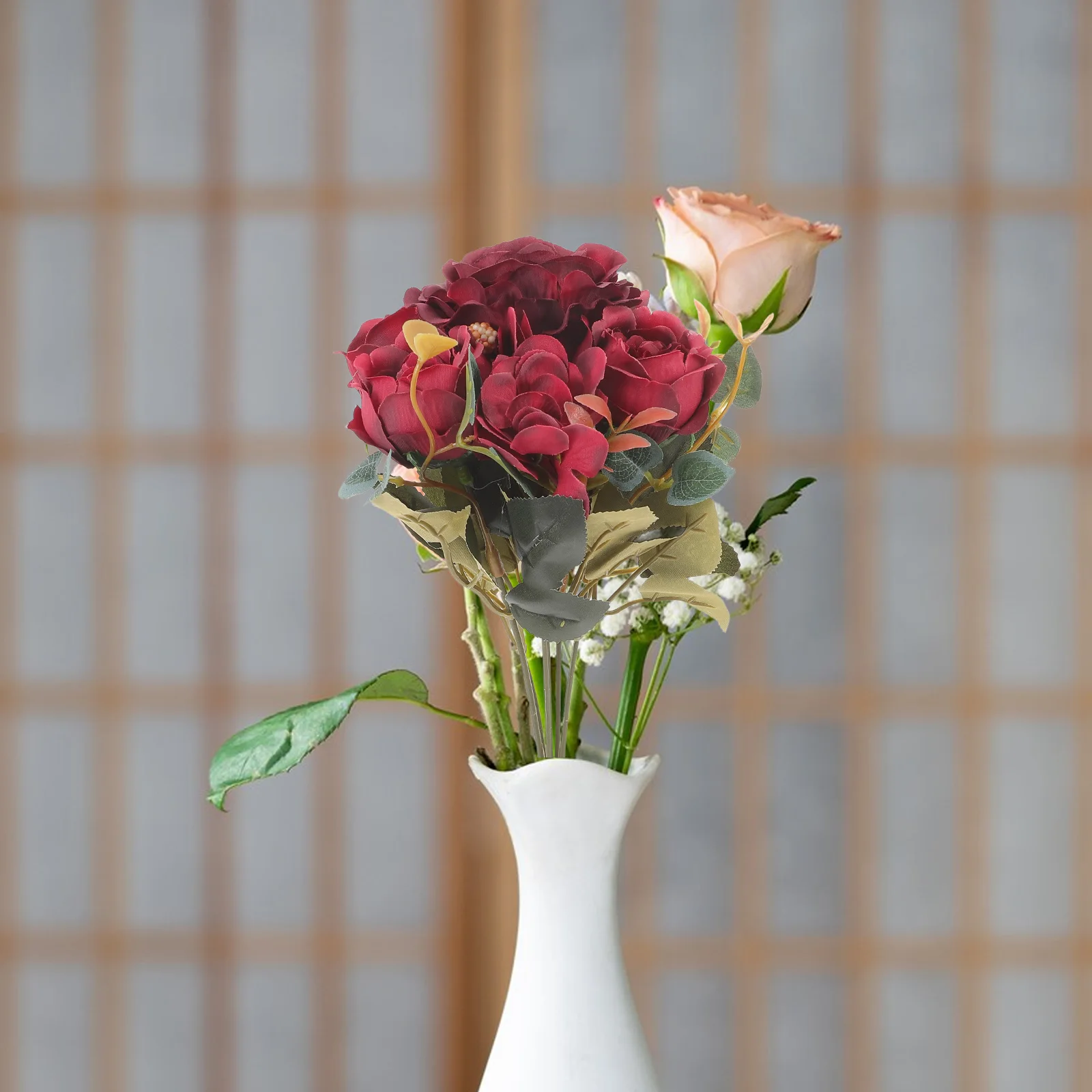 

4pcs Artificial Rose Bouquet Vintage Decor Romantic Fall Decoration Bridal Flower Plants Wedding Prop