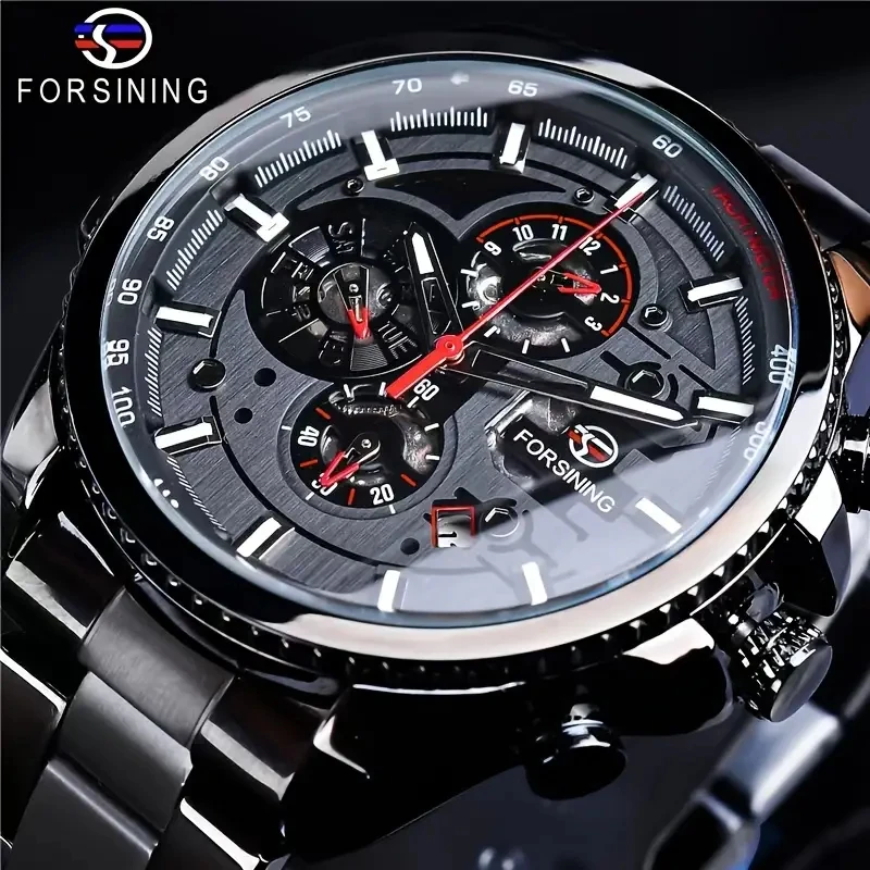 Men's Automatic Mechanical Watch - Stylish Skeleton Design, with Time and Calendar, Transparent Hollow Case Back, Versatile and Stylish Men's Watch for Business and Casual Wear, Perfect Gift for Him, No Batteries Required