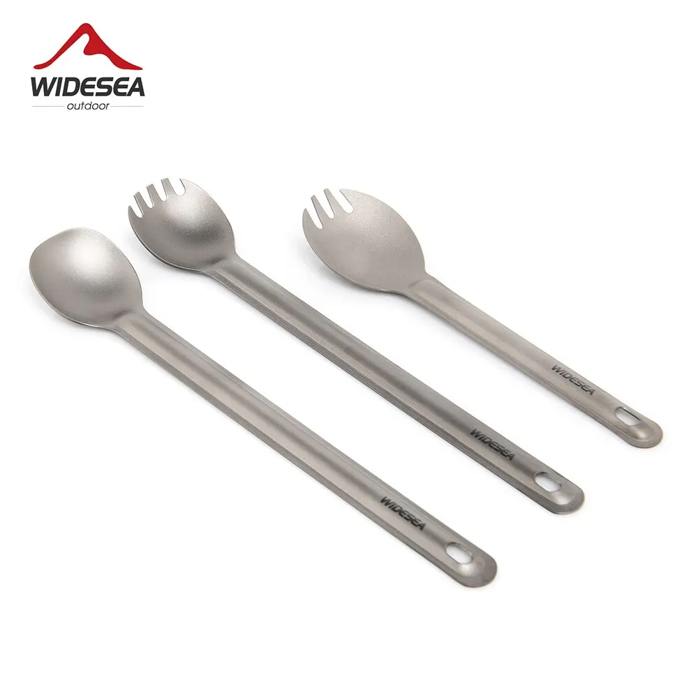 Widesea Camping Titanium Spork Spoon Outdoor Lightweight Fork Tableware Portable Picnic Hiking Travelling Ultralight Dinnerware