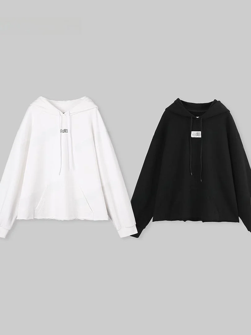 

PEACHZHOU Casual Hooded Sweatirt with Patch Cn Label Loose Fit Comfortable Cotton Women's Premium Feel Hoodie