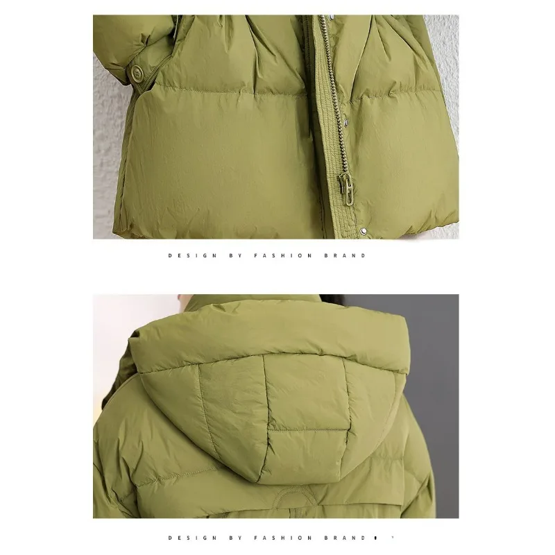 2023 New Women Down Jacket Winter Coat Female Mid Length Version Parkas Loose Thick Warm Outwear Versatile Hooded Overcoat