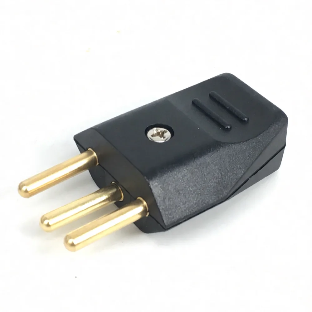 Electrical Power Plug Brazil Standard 3 Round Pin 10A 250V Rewirable Male Adapter Solid Copper Conductive Nylon Shell Connector