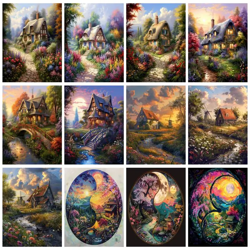 PhotoCustom Painting By Numbers For Adults Landscape With Frame Paint By Numbers For Adults Diy Crafts Home Art Decor