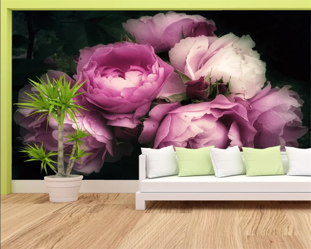 beibehang Custom modern new bedroom living room rose flower interior decoration painting papel de parede wallpaper papier peint